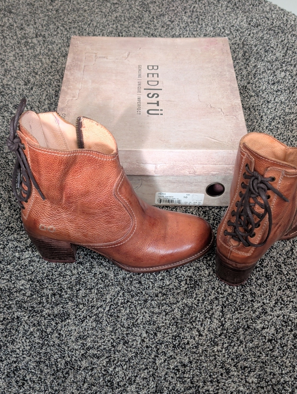 Women's Bed Stu Xena Tan Rustic Leather Ankle Boots